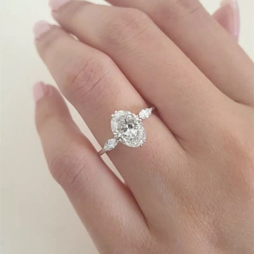 New 925 Silver Oval Cut Promise Diamond Ring 💍 - Picture 5 of 5